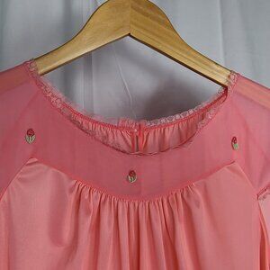 Vintage Pink Rose Nightgown - Medium